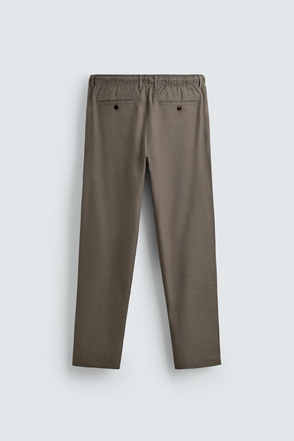 БРЮКИ RELAXED FIT ИЗ ХЛОПКА И ЛЬНА