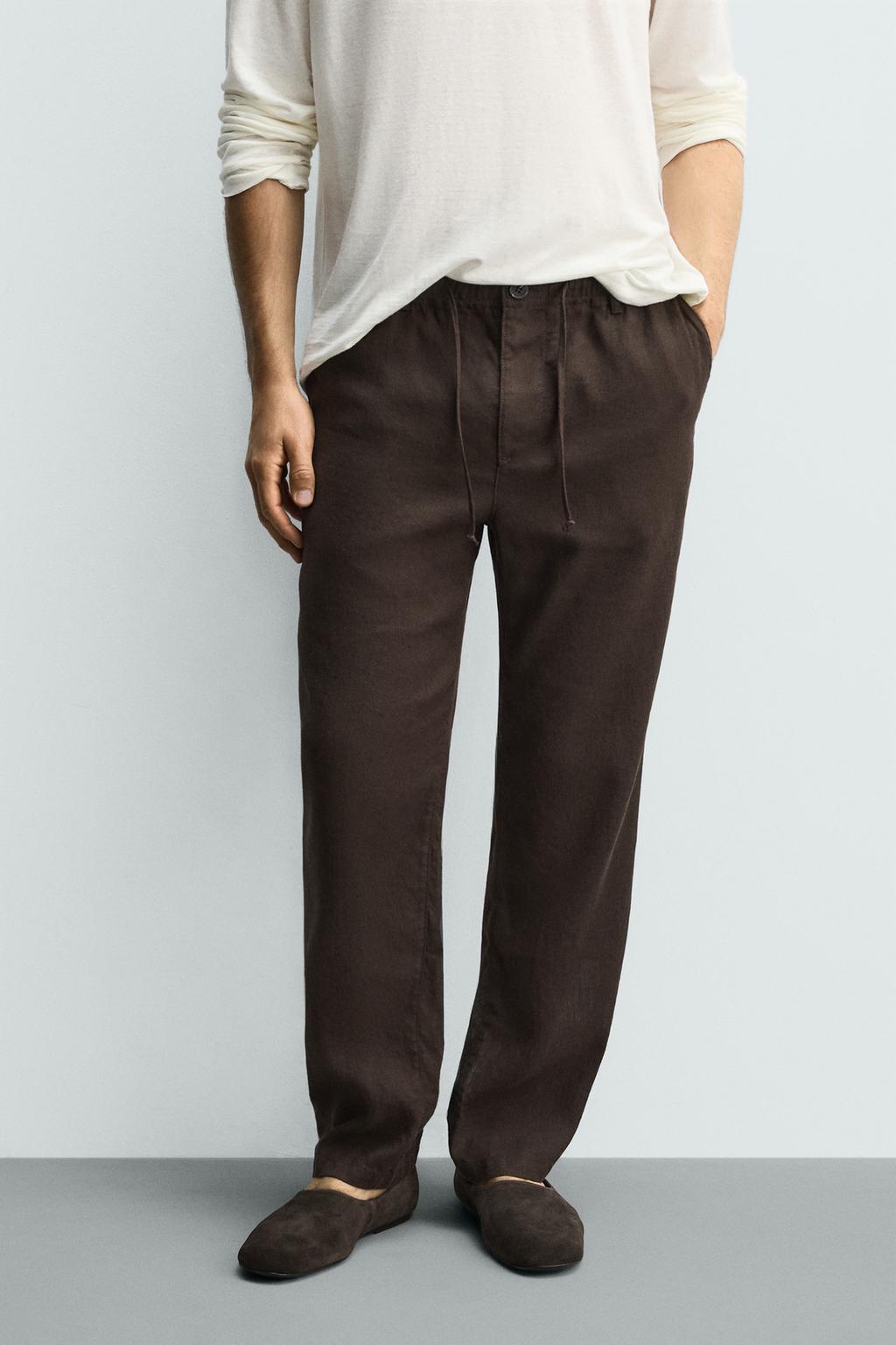 БРЮКИ RELAXED FIT ИЗ ХЛОПКА И ЛЬНА