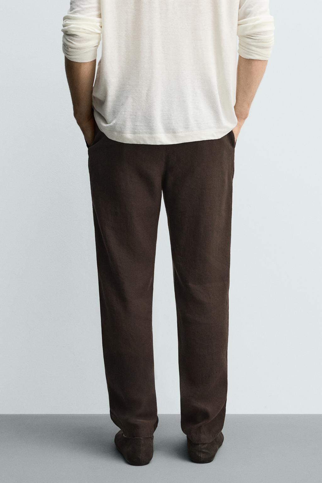 БРЮКИ RELAXED FIT ИЗ ХЛОПКА И ЛЬНА