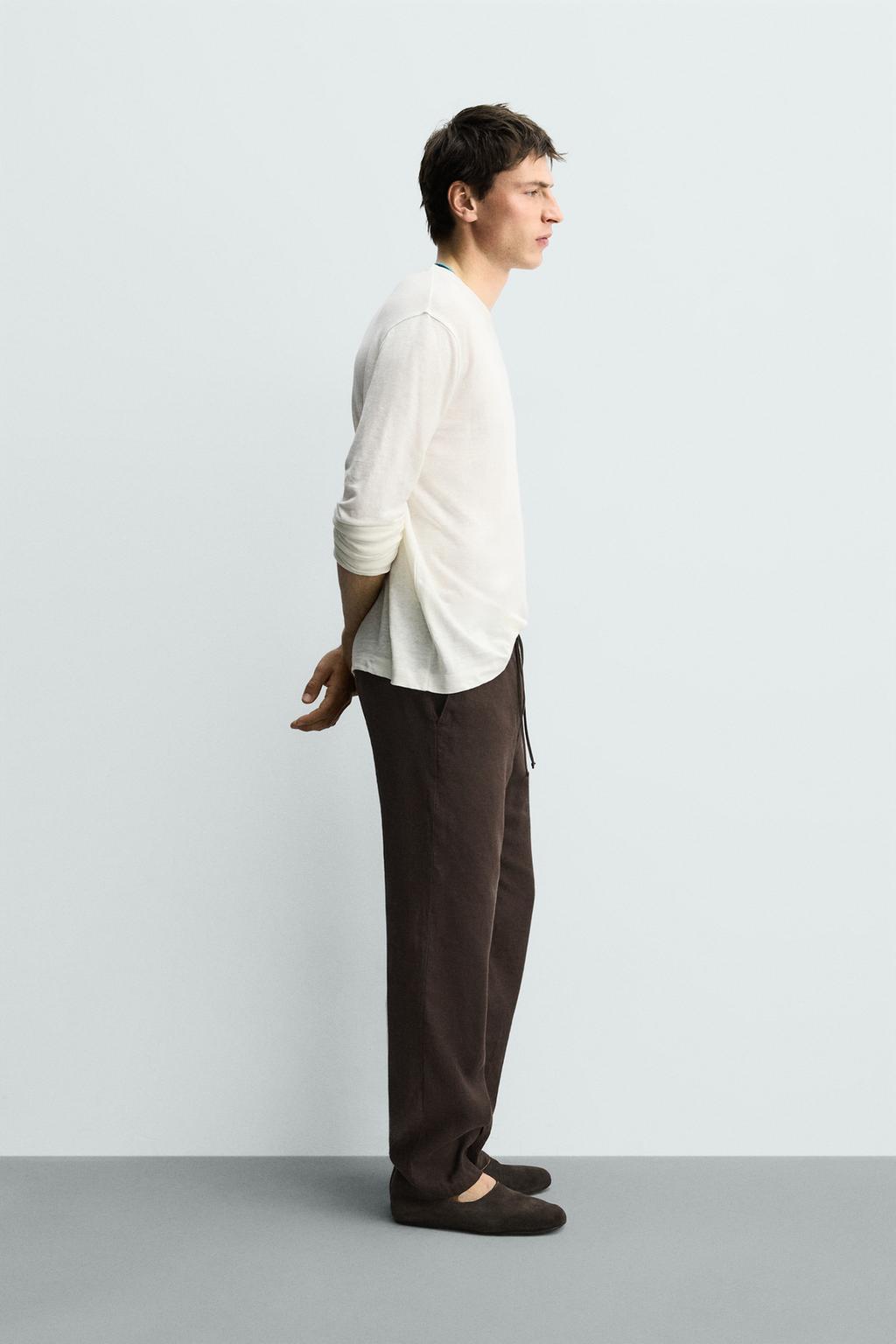 БРЮКИ RELAXED FIT ИЗ ХЛОПКА И ЛЬНА