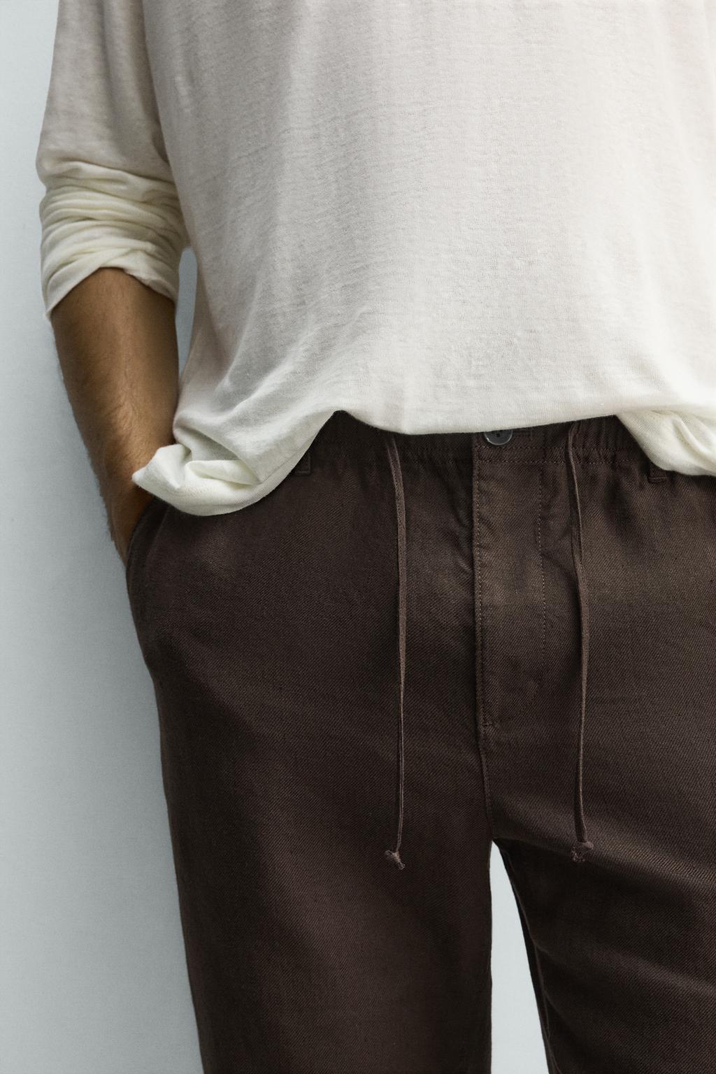 БРЮКИ RELAXED FIT ИЗ ХЛОПКА И ЛЬНА