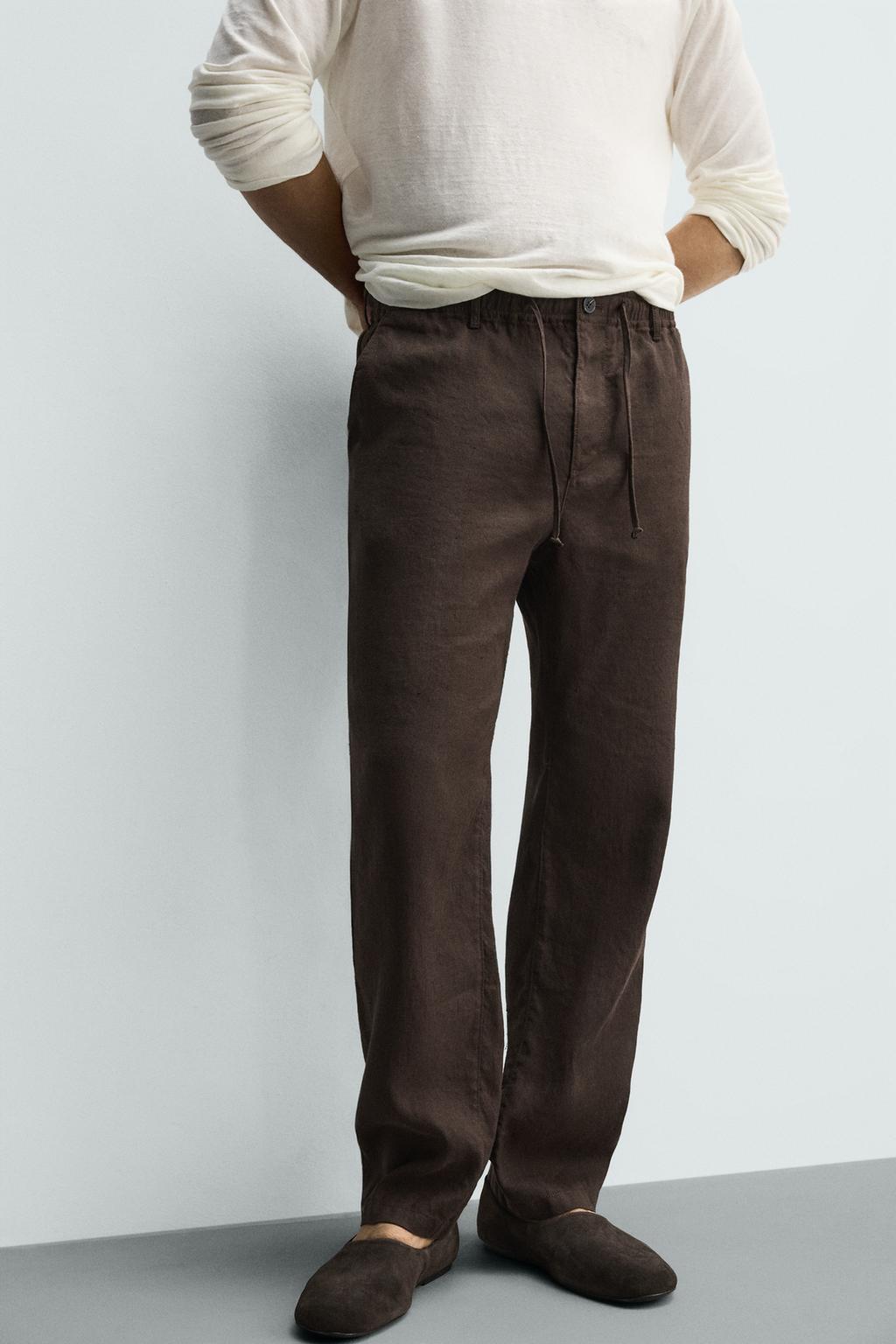 БРЮКИ RELAXED FIT ИЗ ХЛОПКА И ЛЬНА