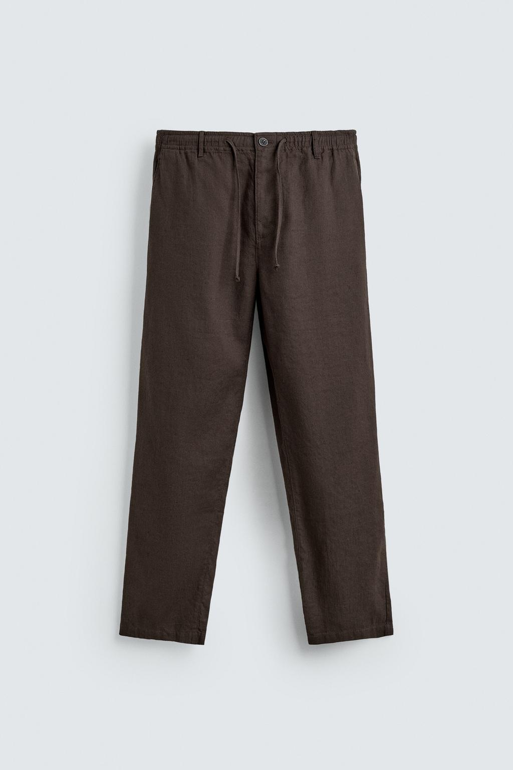 БРЮКИ RELAXED FIT ИЗ ХЛОПКА И ЛЬНА