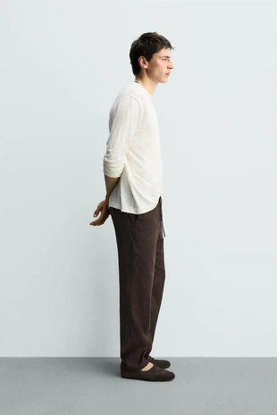 Брюки Relaxed Fit из хлопка и льна