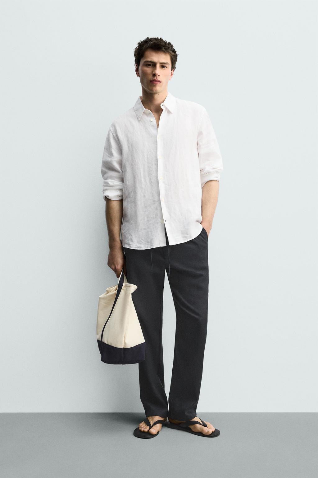 БРЮКИ RELAXED FIT ИЗ ХЛОПКА И ЛЬНА