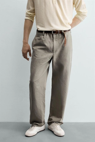 Брюки Relaxed Fit с хлястиком- Заказать в России