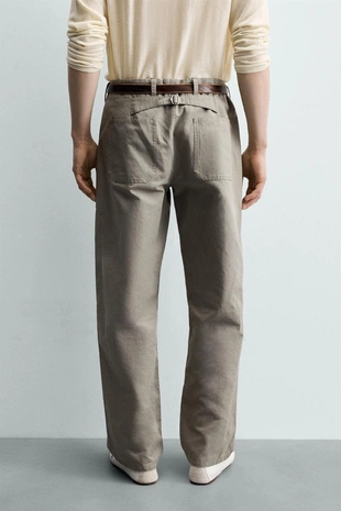 Брюки Relaxed Fit с хлястиком- Заказать в России