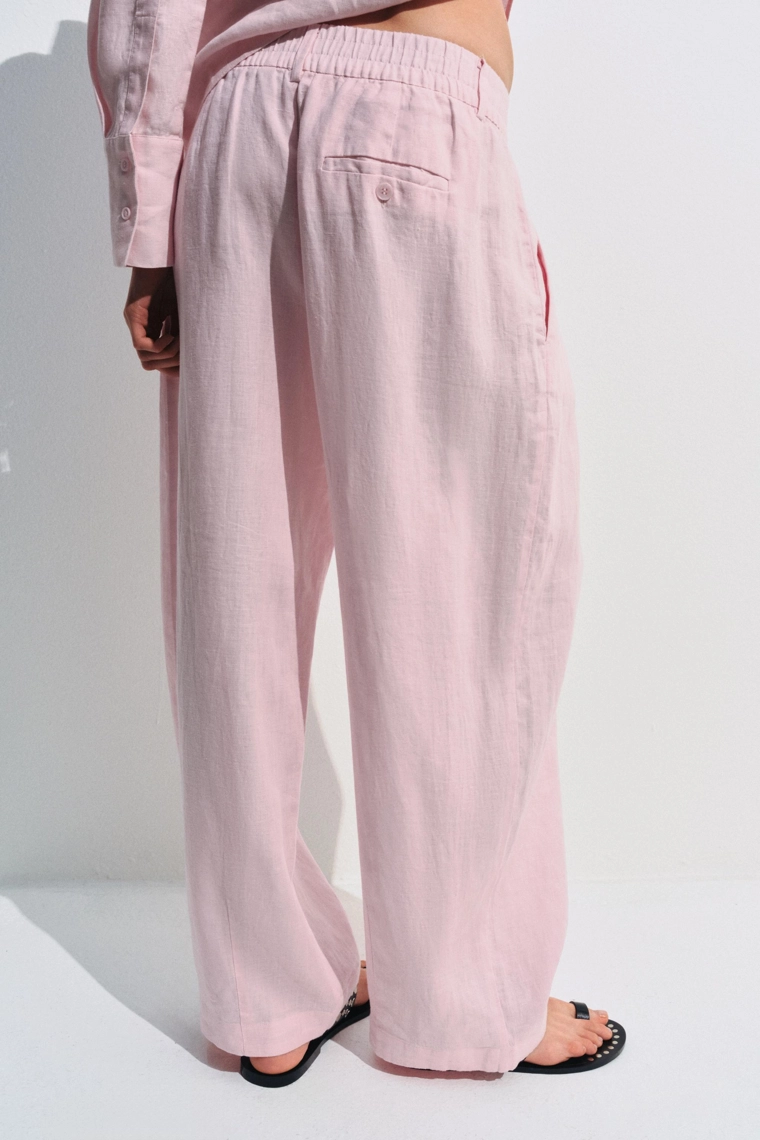 Плиссированные брюки из 100% льна zw collection