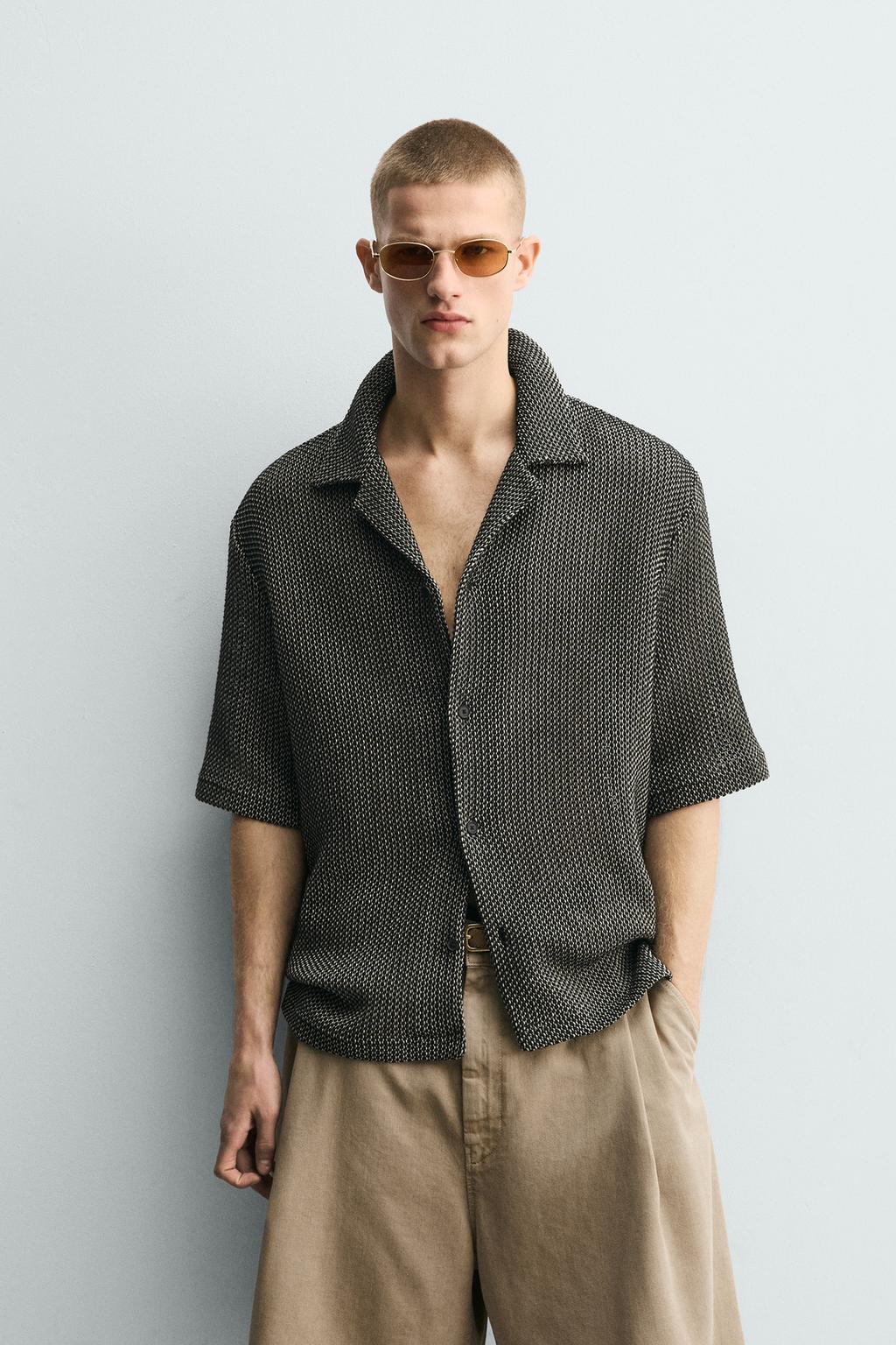 РУБАШКА RELAXED FIT ИЗ РЕЛЬЕФНОЙ ТКАНИ
