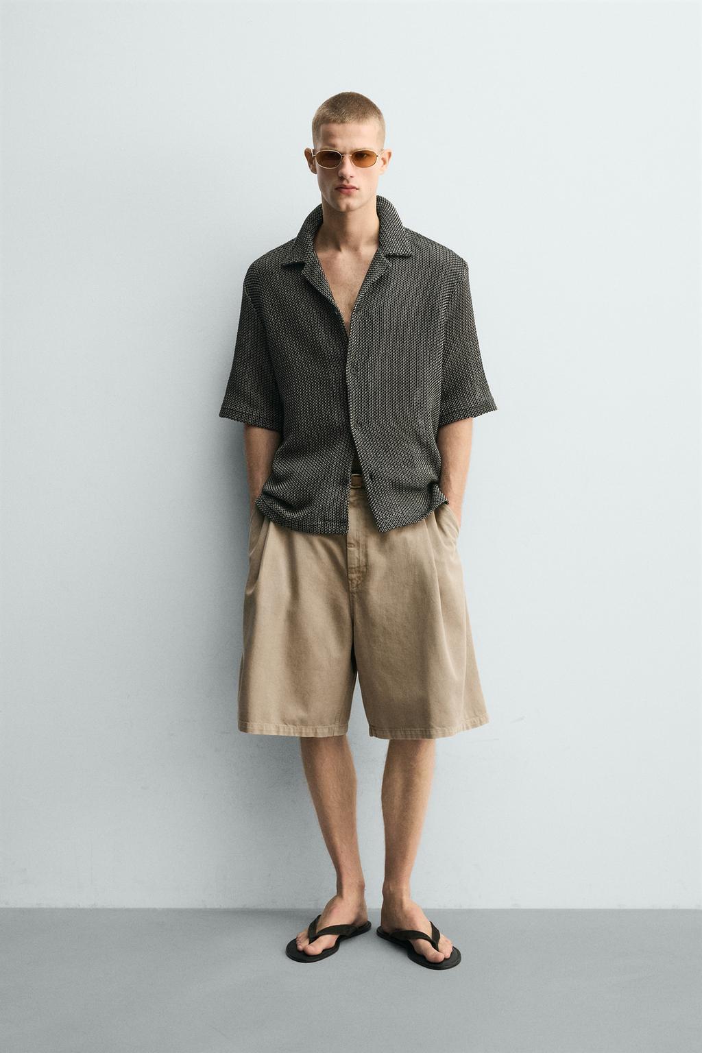 РУБАШКА RELAXED FIT ИЗ РЕЛЬЕФНОЙ ТКАНИ