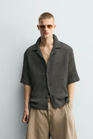 Рубашка Relaxed Fit из рельефной ткани- Заказать в России