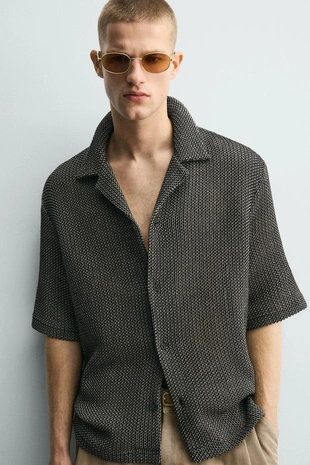 Рубашка Relaxed Fit из рельефной ткани- Заказать в России