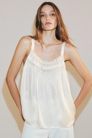 Атласный топ с кружевом — коллекция Zara «Zw»- Заказать в России