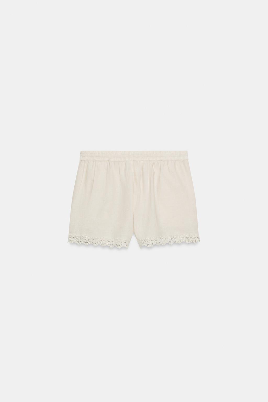 ШОРТЫ ИЗ ЛЬНА С ВЫШИВКОЙ — ZW COLLECTION
