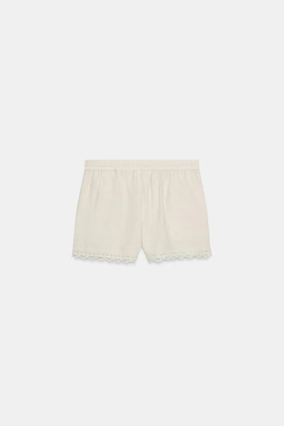 ШОРТЫ ИЗ ЛЬНА С ВЫШИВКОЙ — коллекция Zara «ZW»
