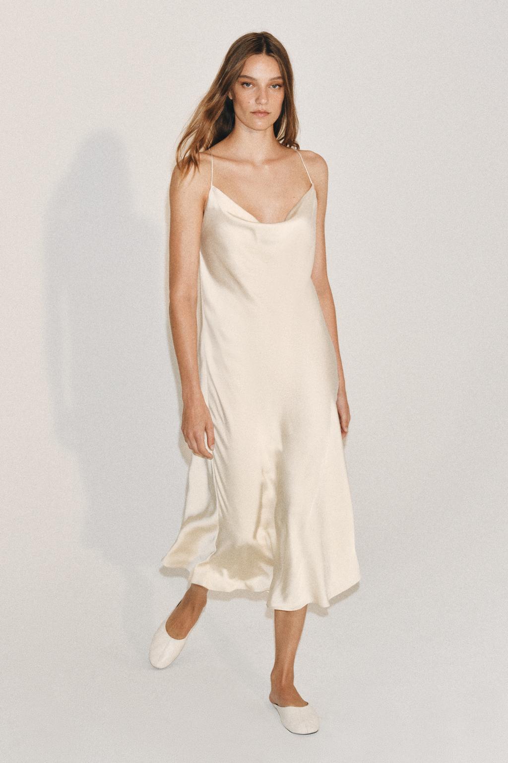 АТЛАСНОЕ ПЛАНЬЕ-КОМБИНАЦИЯ коллекция Zara «ZW»
