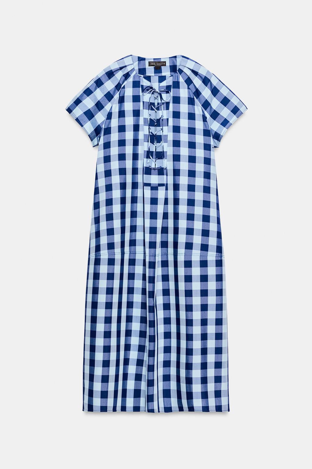 ПЛАТЬЕ В КЛЕТКУ С ЗАВЯЗКАМИ — ZW COLLECTION