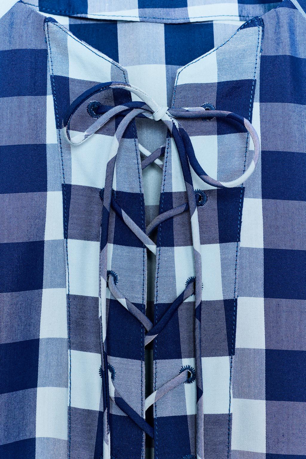 ПЛАТЬЕ В КЛЕТКУ С ЗАВЯЗКАМИ — ZW COLLECTION
