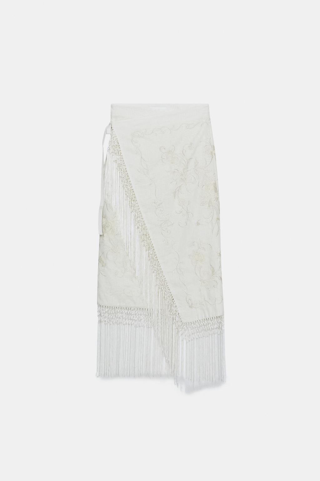 ЮБКА МИДИ ИЗ 100% ЛЬНА С ВЫШИВКОЙ — ZW COLLECTION