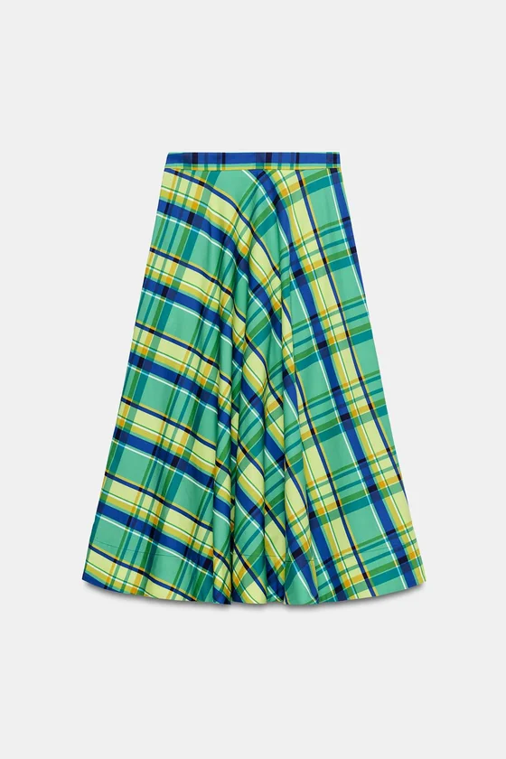 ЮБКА МИДИ В КЛЕТКУ — коллекция Zara «ZW»