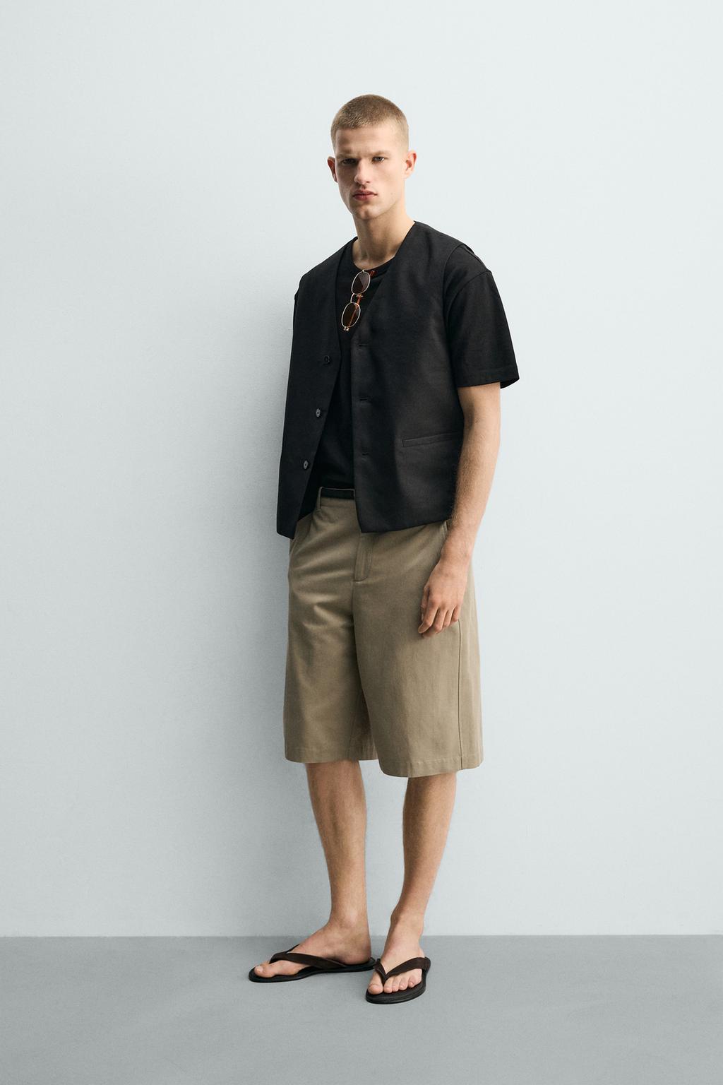 ШОРТЫ RELAXED FIT ИЗ ХЛОПКА И ЛЬНА