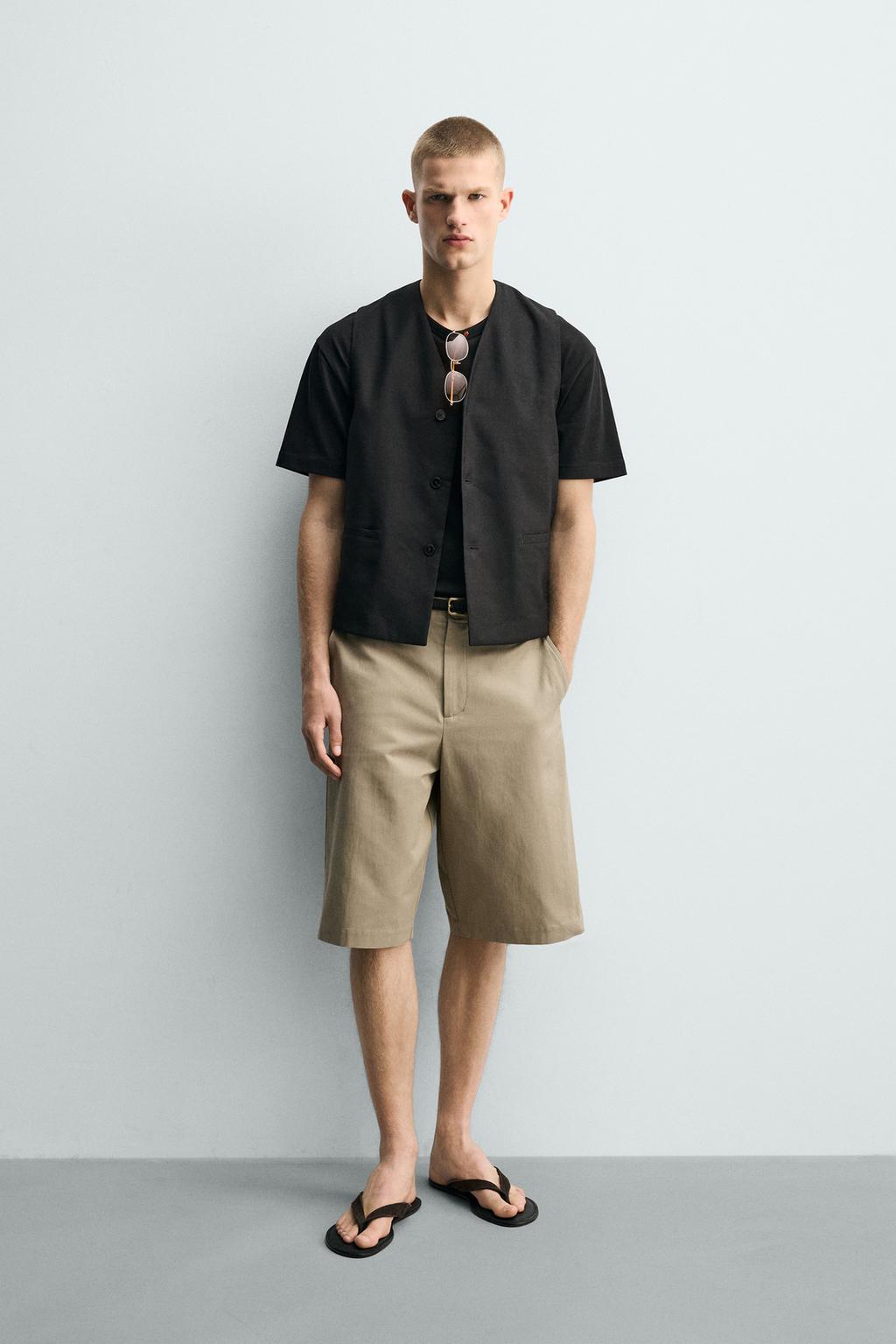 ШОРТЫ RELAXED FIT ИЗ ХЛОПКА И ЛЬНА