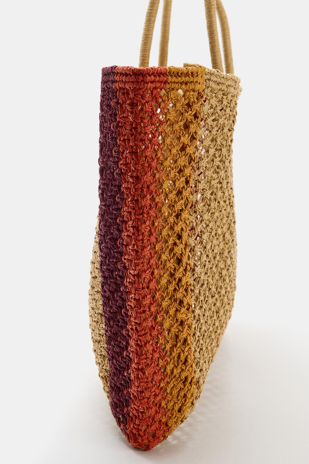 ПЛЕТЕНАЯ СУМКА-ШОПЕР КОМБИНИРОВАННЫХ ЦВЕТОВ