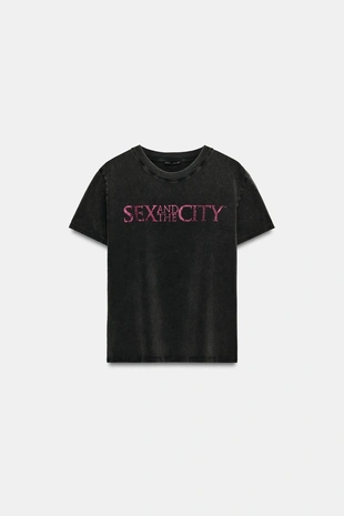 Anthracite grey | 6050/080/807 - Zara Футболка с эффектом потертости SEX & THE CITY™