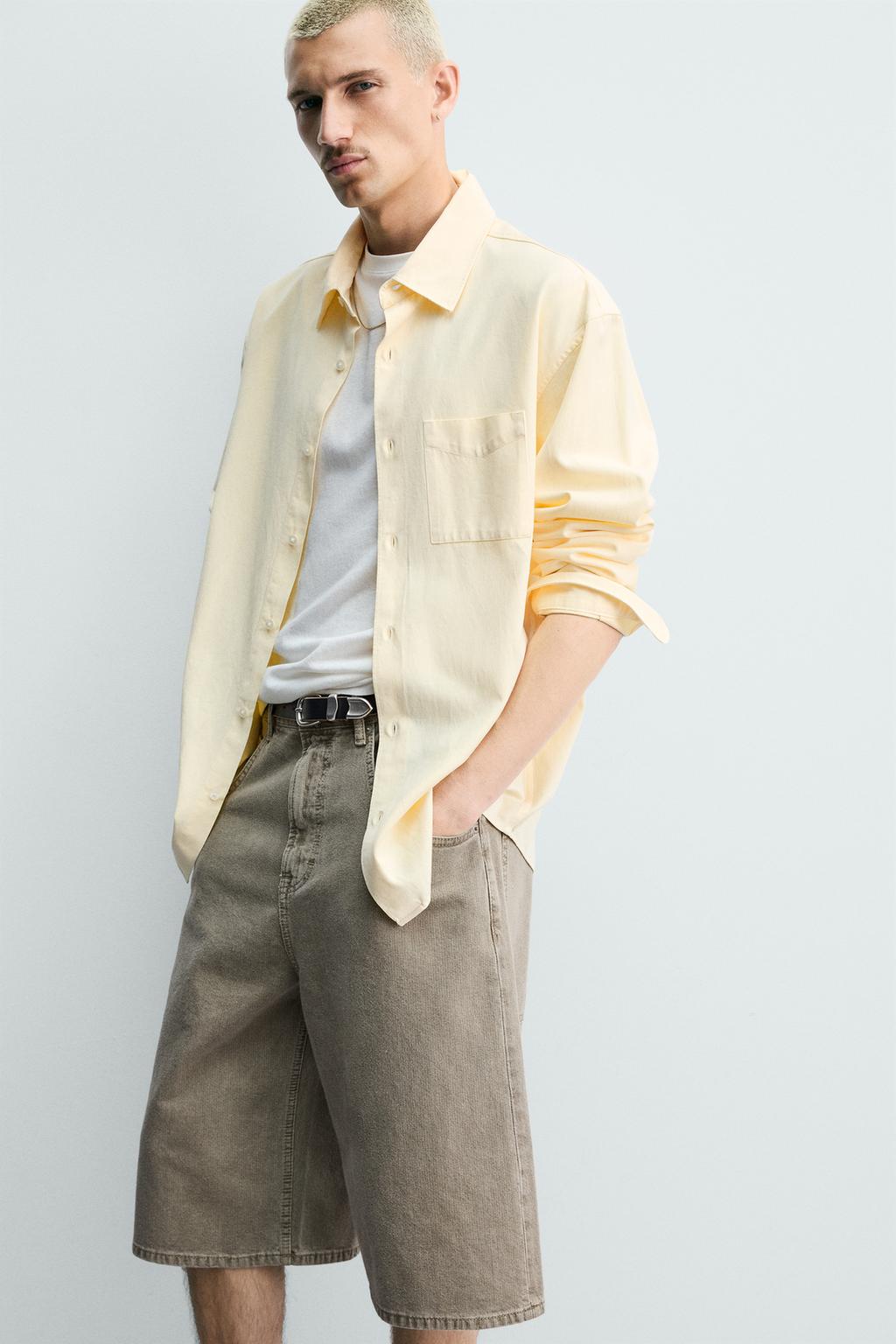 ДЖИНСОВЫЕ ШОРТЫ BALLOON FIT ИЗ РЕЛЬЕФНОЙ ТКАНИ