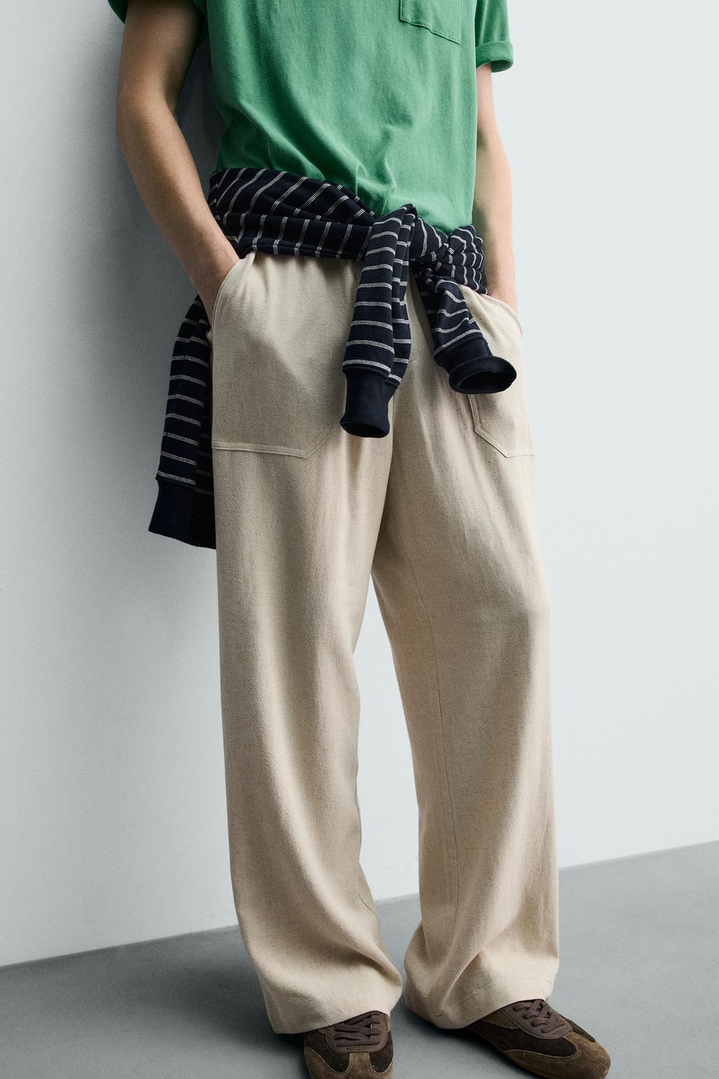 БРЮКИ RELAXED FIT ИЗ ВИСКОЗЫ И ЛЬНА