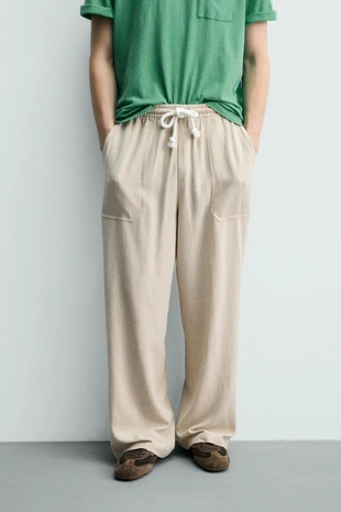 Брюки Relaxed Fit из вискозы и льна- Заказать в России