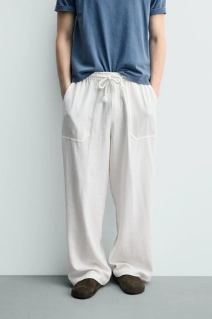 Брюки Relaxed Fit из вискозы и льна