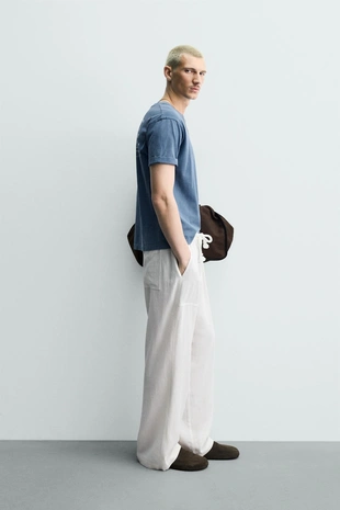 Брюки Relaxed Fit из вискозы и льна