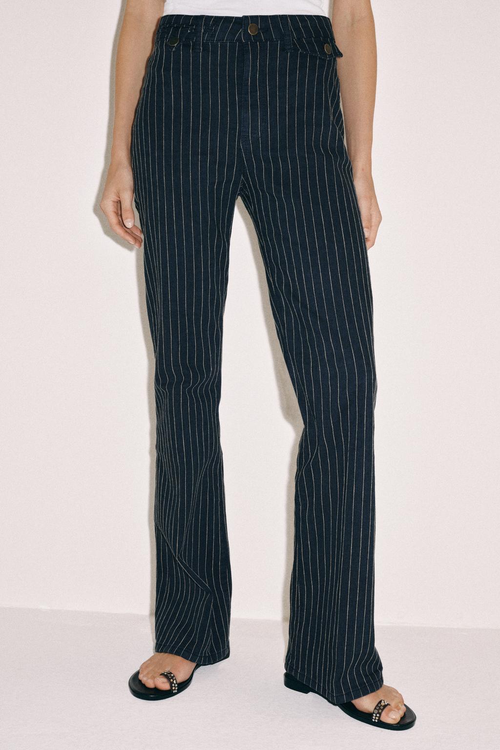 ДЖИНСЫ FLARE В ПОЛОСКУ С ВЫСОКОЙ ПОСАДКОЙ — ZW COLLECTION