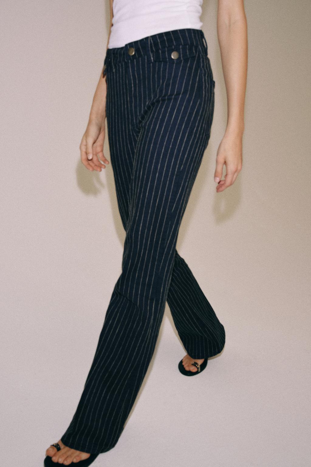 ДЖИНСЫ FLARE В ПОЛОСКУ С ВЫСОКОЙ ПОСАДКОЙ — ZW COLLECTION