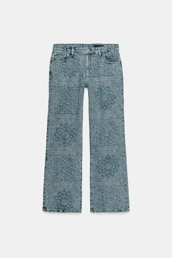 ДЖИНСЫ клёш ИЗ ЖАККАРДА С ВЫСОКОЙ ПОСАДКОЙ — коллекция Zara «ZW»