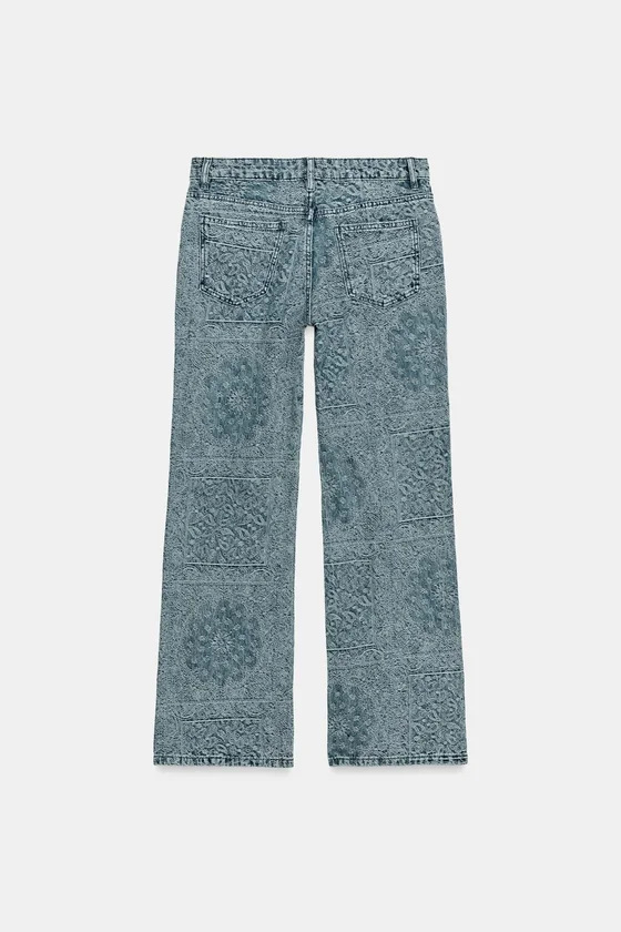 ДЖИНСЫ клёш ИЗ ЖАККАРДА С ВЫСОКОЙ ПОСАДКОЙ — коллекция Zara «ZW»