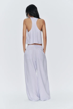 Lilac | 1255/476/629 - Zara Широкие брюки из смесового льна с защипами