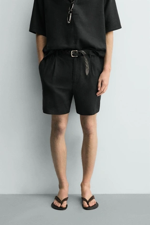 Шорты Relaxed Fit из льна и вискозы- Заказать в России