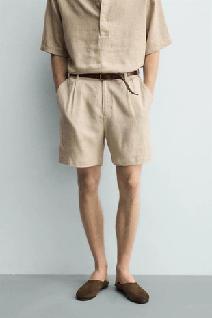Шорты Relaxed Fit из льна и вискозы- Заказать в России