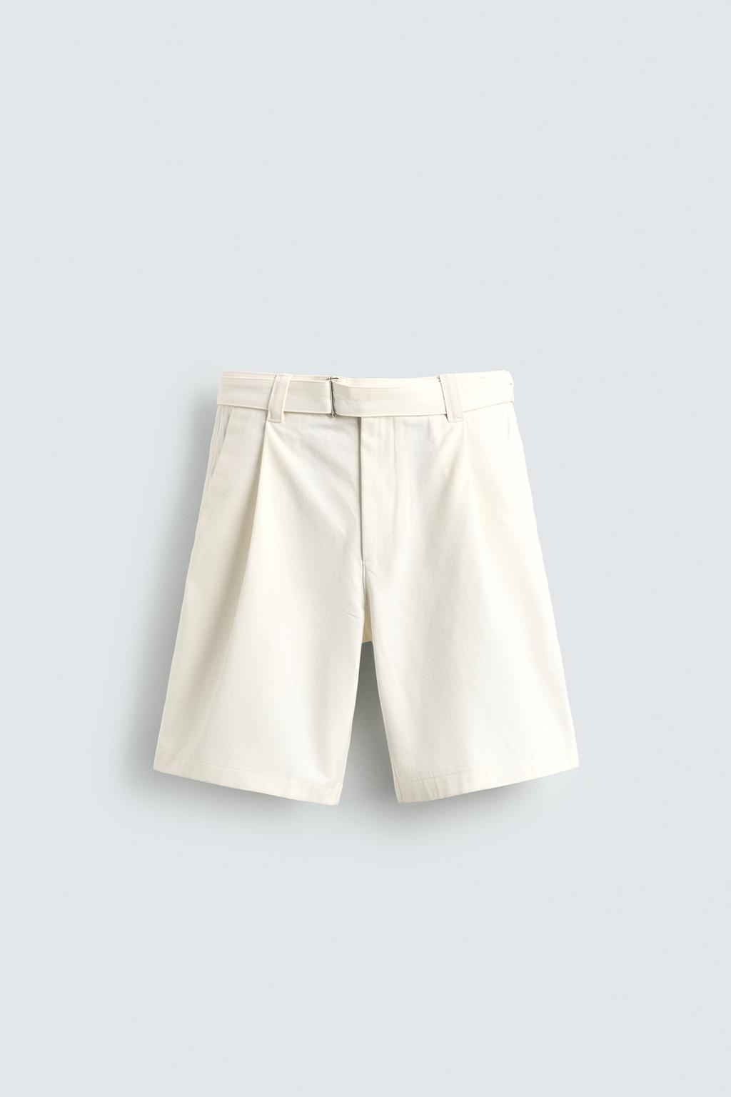 ШОРТЫ RELAXED FIT С СКЛАДКАМИ И ПОЯСОМ