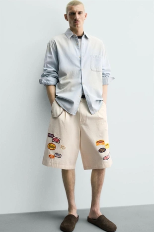 Бермуды Baggy Fit с нашивками- Заказать в России