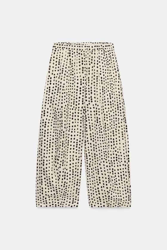 БРЮКИ В ПИЖАМНОМ СТИЛЕ В ГОРОШЕК — коллекция Zara «ZW»