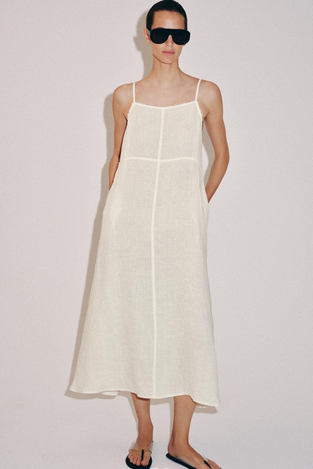 ПЛАТЬЕ МИДИ ИЗ 100% ЛЬНА — коллекция Zara «ZW»