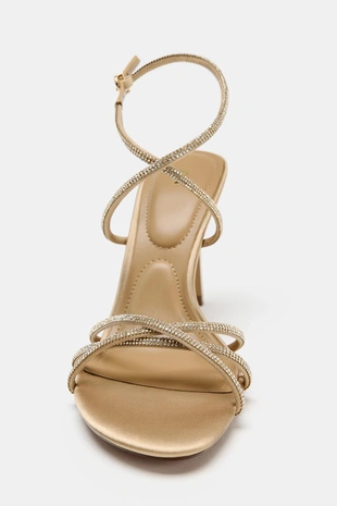 Beige | 2301/810/098 - Zara Босоножки на каблуке со стразами