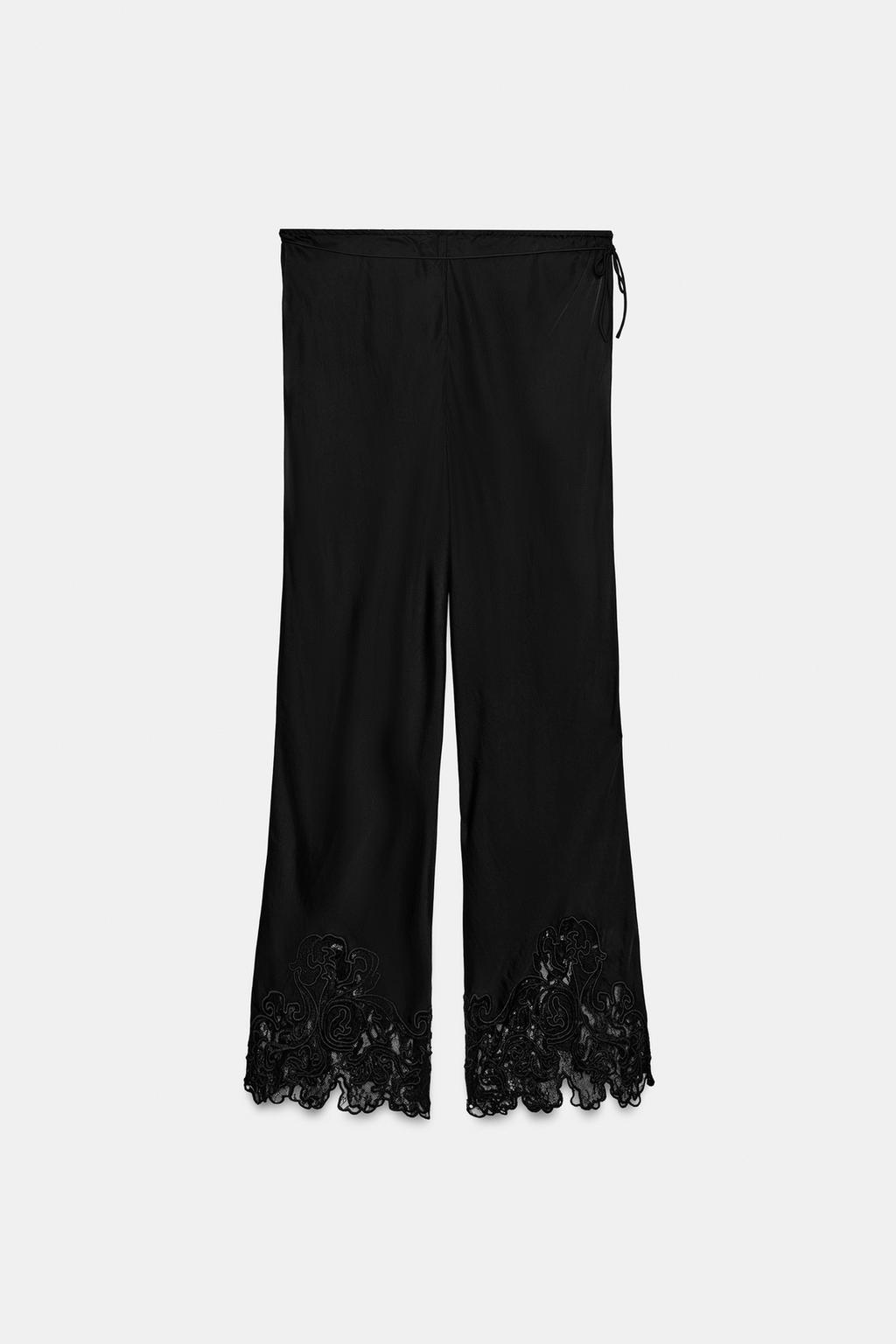АТЛАСНЫЕ БРЮКИ С ВЫШИВКОЙ — коллекция Zara «ZW»