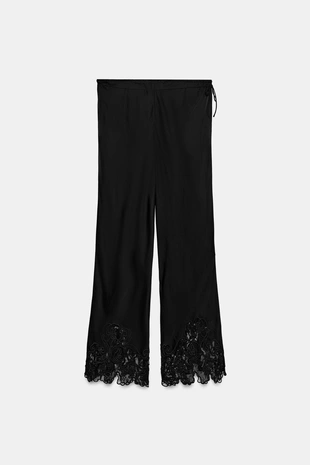 Атласные брюки с вышивкой — коллекция Zara «Zw»- Заказать в России