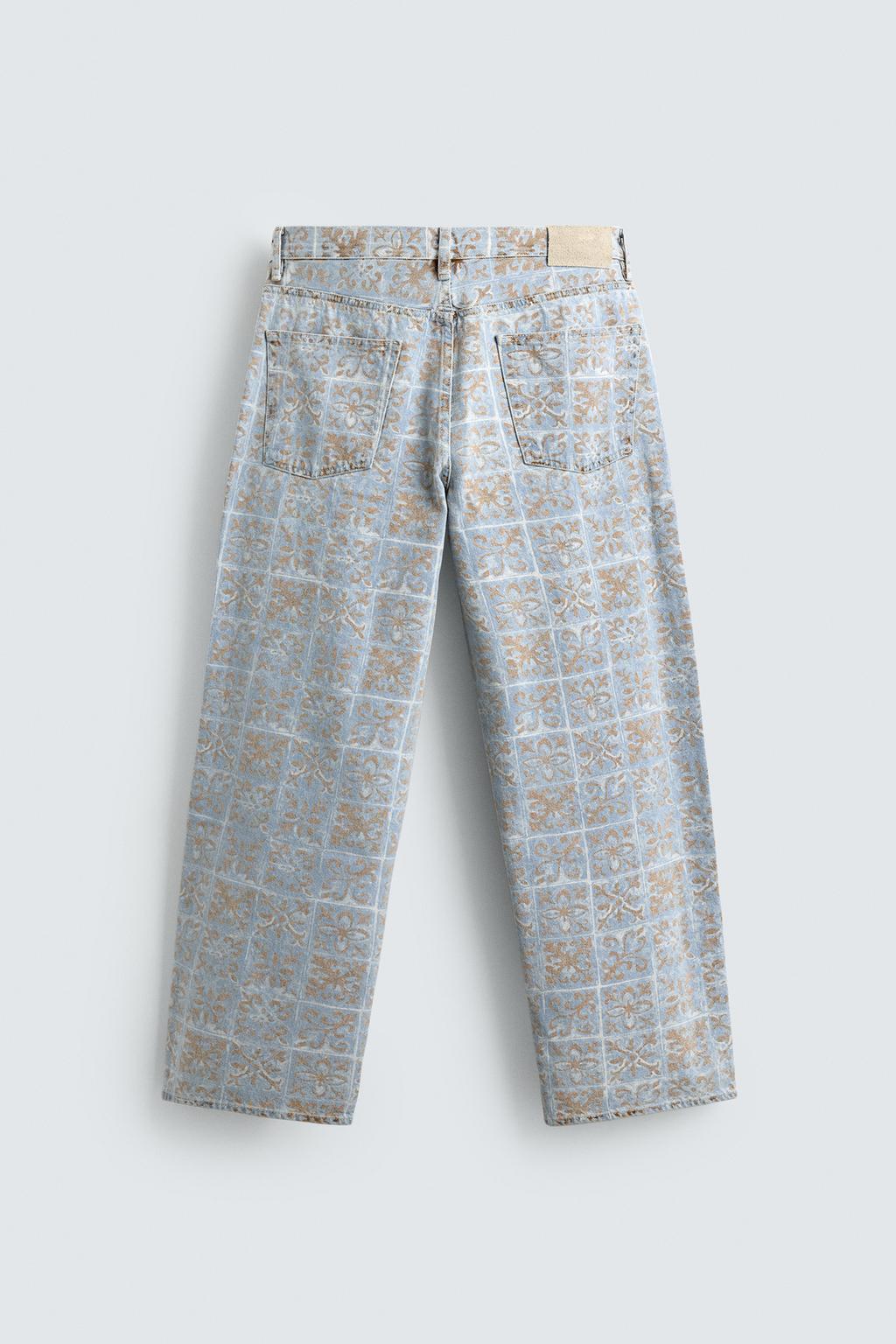 ДЖИНСЫ RELAXED FIT С ГЕОМЕТРИЧЕСКИМ ПРИНТОМ
