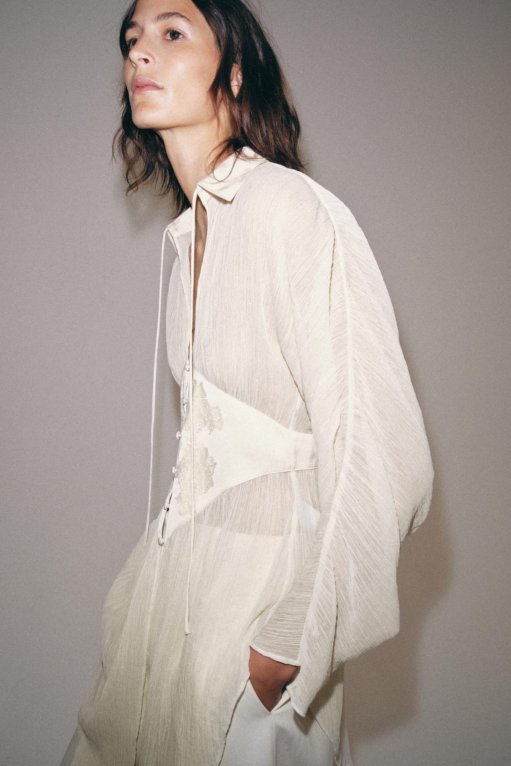 БЛУЗА ИЗ ЖОРЖЕТА С КРУЖЕВОМ — ZW COLLECTION