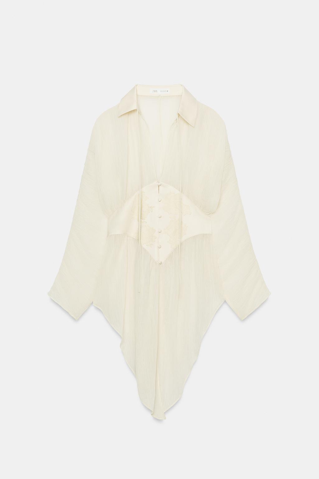 БЛУЗА ИЗ ЖОРЖЕТА С КРУЖЕВОМ — ZW COLLECTION